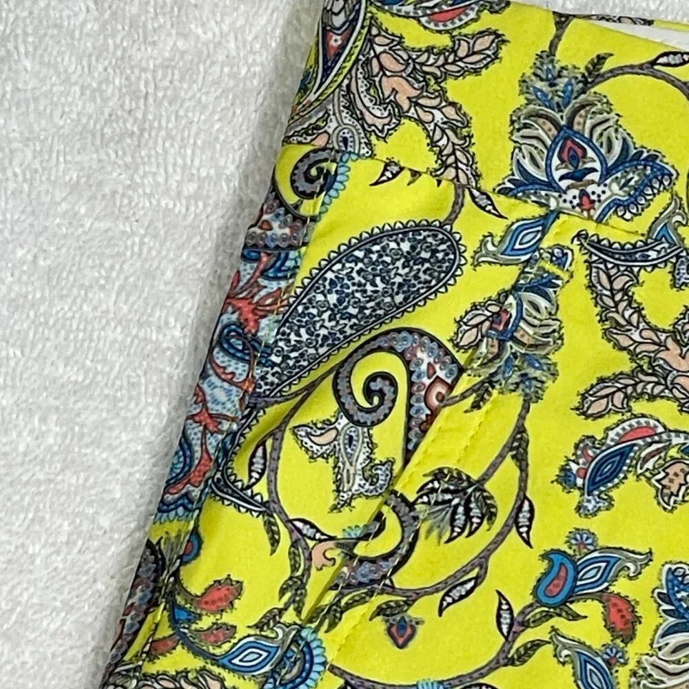 Hreski Mens Golf Shorts 40 Paisley Yellow Multi Color Loud Performance Stretch
